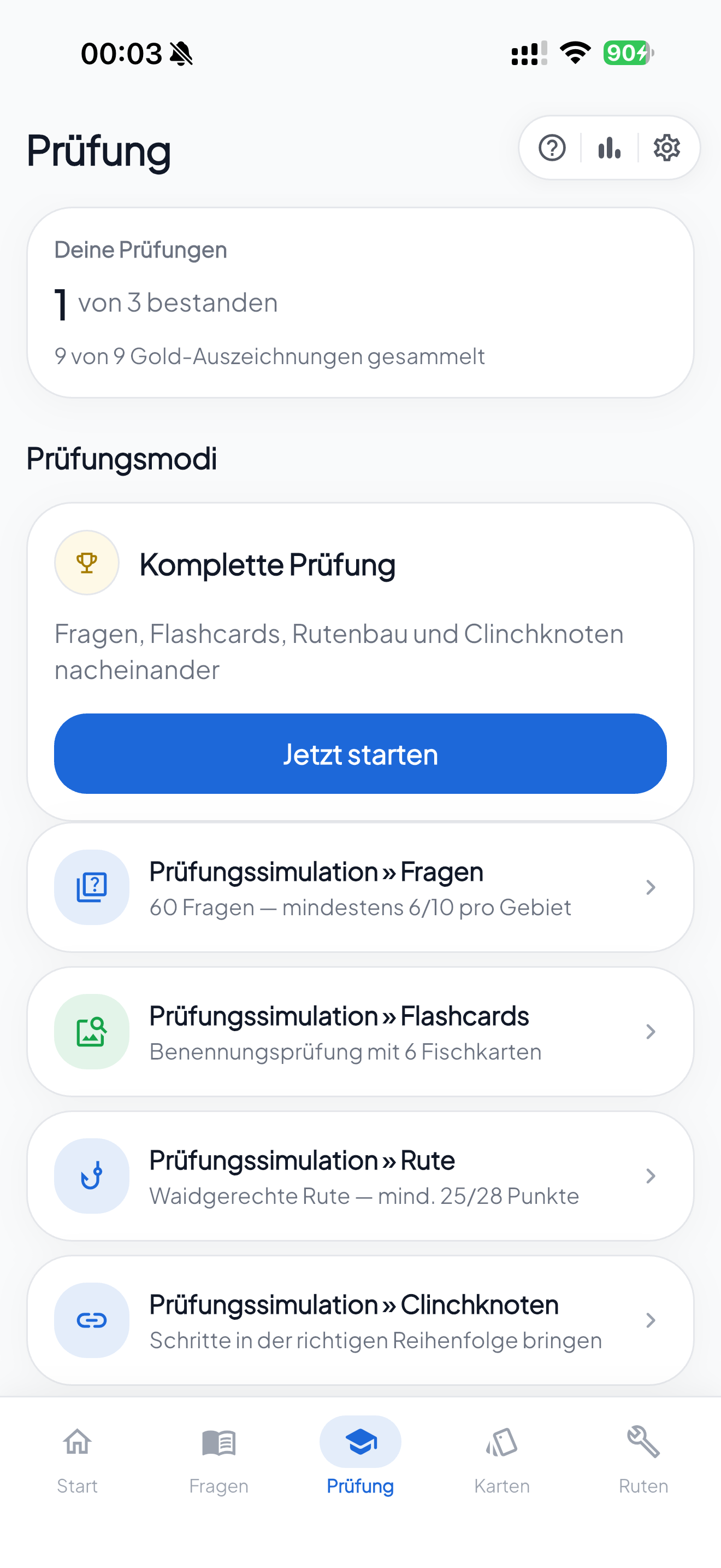 FischFit — Prüfungsmodi